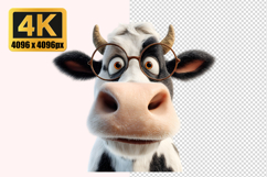 Cartoon Cow Wearing Large Round Glasses Transparent PNG Product Image 1