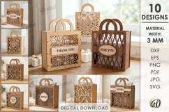 3D Gift Bags Bundle Laser Cut. Gift Holder. Present Bag SVG Product Image 1