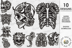 Skeletons with flowers Bundle Lasercut. Halloween Decor SVG Product Image 1