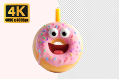 Cheerful Cartoon Donut Transparent PNG Product Image 1