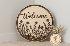 Welcome Sign SVG, Wildflower Laser Cut Door Hanger Product Image 1
