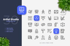 Artist Studio Outline Icons Product Image 1
