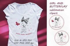 Girl and butterflay sublimation clipart Product Image 1