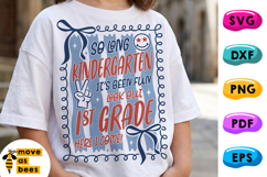 So Long Kindergarten, 1st Grade Here I Come SVG, PNG, Preppy Product Image 1