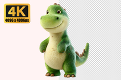 Furry Green Cartoon Dinosaur Transparent PNG Product Image 1
