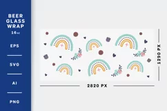 Cute and Lovely Floral Rainbow, 16 oz Beer Glass Wrap SVG Product Image 2