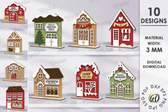 Christmas Houses Bundle Lasercut. Christmas Stand Decor SVG Product Image 1