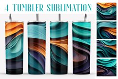 Tumbler Skinny Sublimation. Teal Orange Stripes Tumbler Product Image 1