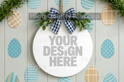 Easter Round Wood Sign Mockup - Door Wood Sign Product Image 1