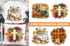 Fall Pumpkin Christian PNG Sublimation Designs | 4 Designs Product Image 1