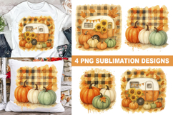 Fall Pumpkin Camper PNG Sublimation Designs | 4 Designs Product Image 1