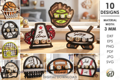 Sports Ring Holders Bundle Laser Cut. Ring Display SVG Product Image 1