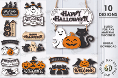 Halloween Hanging Door Signs Bundle Laser Cut. Halloween SVG Product Image 1