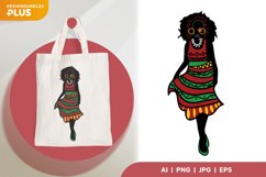 Afro Woman Silhouette with Traditional Clothes Design Product Image 1