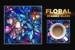 Floral Stained Glass Square Coaster Product Image 1