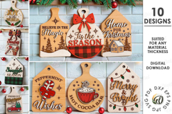 Christmas Mini Cutting Boards Bundle Laser Cut. Kitchen SVG Product Image 1