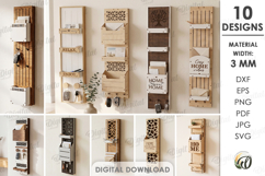 3D Wall Organizers Bundle Laser Cut. Home Organizer SVG Product Image 1