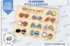 Sport Earrings Laser Cut Bundle. Sports Stud Earrings SVG Product Image 1