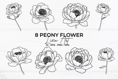 Peony Flower Line Art Product Image 1