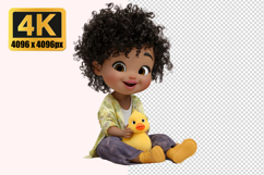 Black Toddler with Curly Afro Hair Transparent PNG Product Image 1