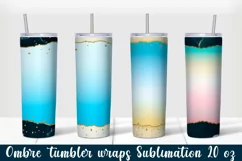 Ombre gradient tumbler wraps Sublimation. 20 oz, PNG. Product Image 1