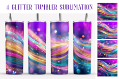 Glitter Tumbler Sublimation. Pink Blue Gold Waves Tumbler Product Image 1