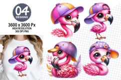 Cute Pink Flamingo Clipart Designs, Summer Sublimation PNG Product Image 1