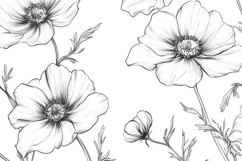 Sketch of Beautiful Flowers Background Wallpaper Product Image 1