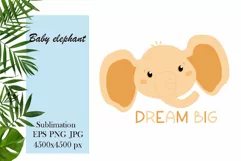 Cute cartoon animal - Baby elephant sublimation png - Dream Product Image 1