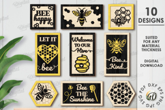Bee Mini Signs Bundle Laser Cut. Honey Bee Wall Art SVG Product Image 1