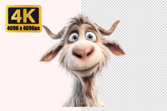 Cartoon Goat with Large Blue Eyes Transparent PNG Product Image 1