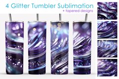 Glitter Tumbler Sublimation. Lavender Stripes Tumbler PNG Product Image 1