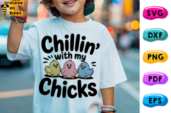 Chilling With My Chicks Svg, Png,Family, Kid, Teacher Easter Product Image 1