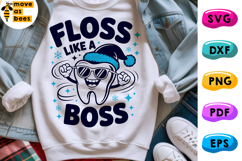 Floss Like A Boss Svg, Png, Christmas Dental, Dentist Shirt Product Image 1