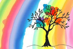 Colorful Fantasy Tree With Rainbow Background Product Image 1
