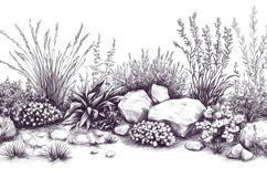 Black and White Plants Background Wallpaper Product Image 1