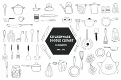Kitchenware outline doodle clipart. Product Image 1