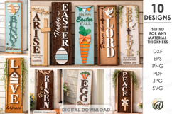 Easter Vertical Door Signs Bundle Laser Cut. Porch Sign SVG Product Image 1