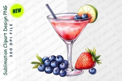 Watercolor Illustration Of Strawberry Blueberry Clipart Product Image 1