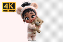 Baby Girl with Curly Hair and Ponytails Transparent PNG Product Image 1