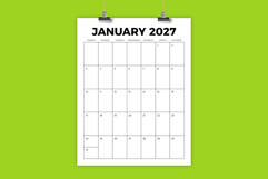 2027 Vertical 8.5x11 Inch Calendar Template Product Image 1