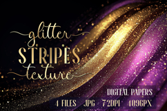Glitter Digital Paper|Purple Gold Wave Stripes backgrounds Product Image 1