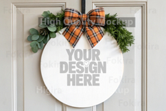 Fall-Halloween Round Wood Sign Mockup - Door Wood Sign Product Image 1