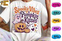 Spooky Vibes &amp; Pumpkin Kisses Svg, Png Halloween Shirt Svg Product Image 1