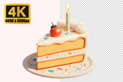 Strawberry Birthday Cake Slice Transparent PNG Product Image 1