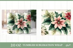 Watercolor Poinsettia Tumbler Wrap. Christmas Tumbler PNG Product Image 1