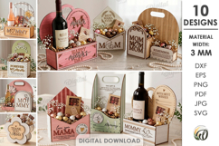 Mother's Day Gift Boxes Bundle Laser Cut. Present Box SVG Product Image 1