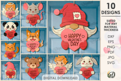 3D Valentine Door Hangers Bundle Laser Cut. Valentine SVG Product Image 1