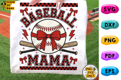 Baseball Mama Png, Preppy Bow, Checker, Baseball Mom Shirt Product Image 1
