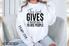 The Lord Gives Strength - Christian Sleeve T-Shirt Design Product Image 3